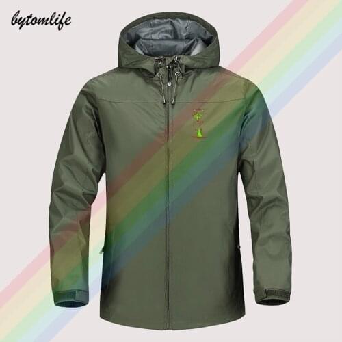 Wolf Glow In The Dark Winter Jacket Men Lightweight Hooded Zipper Waterproof Coat Windproof Outdoor Sportswear Asian Size