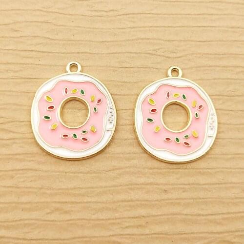 10pcs 20x29mm doughnut charm enamel charm for jewelry making fashion earring pendant bracelet necklace charm
