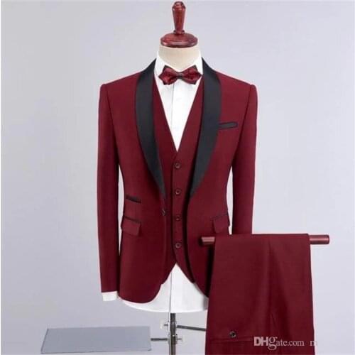 2021 Handsome Slim Fit Three Piece Wedding Suits Shawl Lapel Singal Breasted Groom Suit Custom Made Wedding Tuxedos For Men