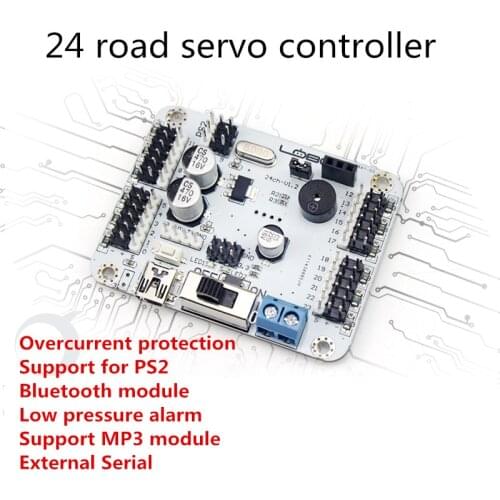 24-channel servo control board support PS2handle / Bluetooth / MP3 module for remote control toys accs DIY robot