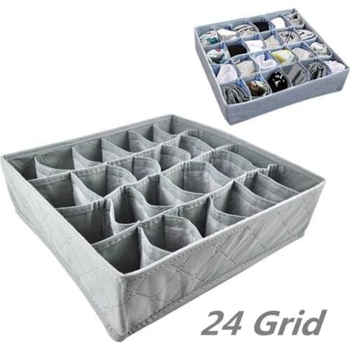 24 Grid Foldable Drawer Divider Storage Bra Box Makeup Organizer Closet Necktie Underwear Socks Home Storage Container Non-Woven