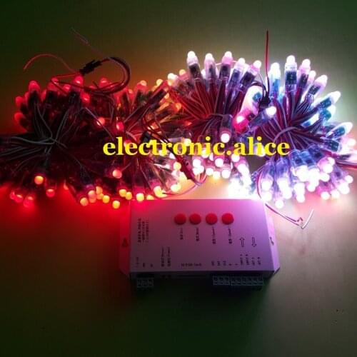 50pcs-250PCS WS2811 RGB Full Color Pixels 12mm Addressable LED String+T1000S Controlle