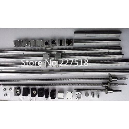 6 sets linear rail SBR16 L300/700/1100mm+SFU1605-350/750/1150mm ball screw+3 BK12/BF12+3 DSG16H nut+3 Coupler for cnc