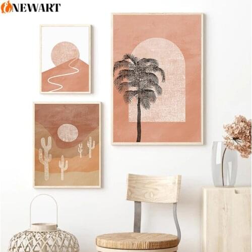 Abstract Landscape Wall Art Sunset Palm Tree Canvas Painting Nature Decoration Picture Modern Decorative Home Art Decor Design