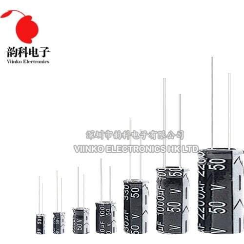 50V Aluminum Electrolytic Capacitor 0.1UF 0.22UF 0.47UF 10UF 22UF 47UF 100UF 220UF 470UF 680UF 1000UF 2200UF 3300UF 4700UF