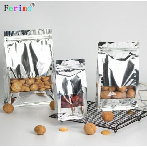 Free shipping 100pcs Open window aluminum foil sealed bag transparent food self-sealing bag gift bag plastic bag