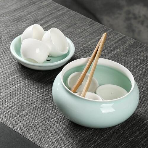 Celadon Dry Tea Wash Ceramic Large with Lid Simple Japanese Jianshui Meng Wash Tea Bowl Tea Cup with Infuser Kung Fu Tea Set