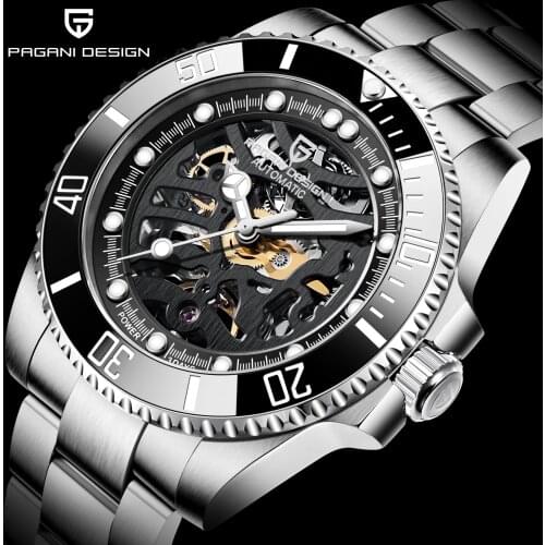PAGANI DESIGNLuminous Gear Movement Design Men Top Brand Luxury Male Mechanical Skeleton Wrist Watch