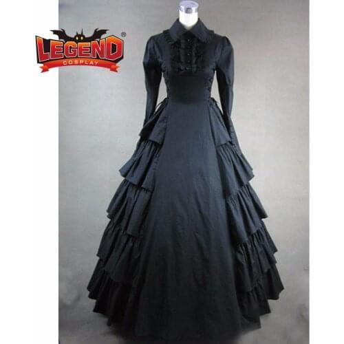 Black victorian costume women dress custom made