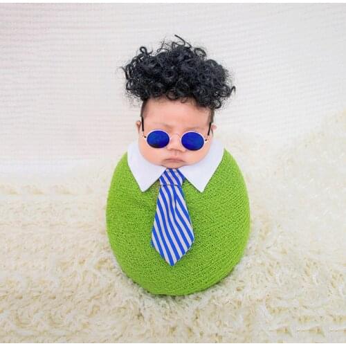 Baby Wig Funny Curly Hair Wavy Tie Collar Cute Photography Props Cosplay Newborn Costume Decoration