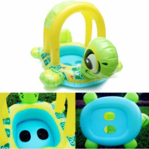Baby Inflatable Toddler Swimming Pool Swim Seat Tortoise Crab Car Shape Float Boat Ring With Canopy Sunshade Kids Water Fun Toy