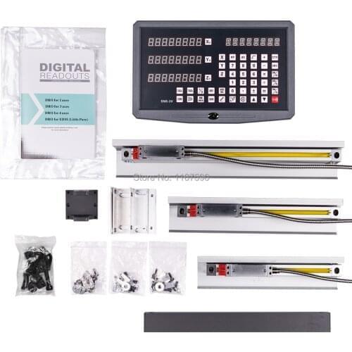 DRO 3 axis Digital Readout + 3 pieces linear scale travel 70-1020mm linear encoder complete dro unit+Parts