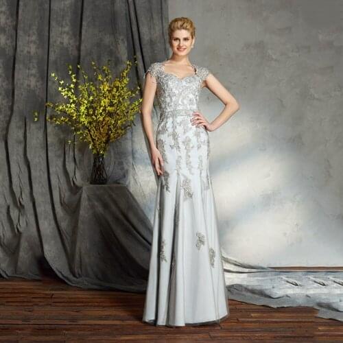 Elegant Sleeveless Sheath Dress Floor Length Womens Party Gown Button Back Tulle Lace Formal Mother Of The Bride/Groom Dresses