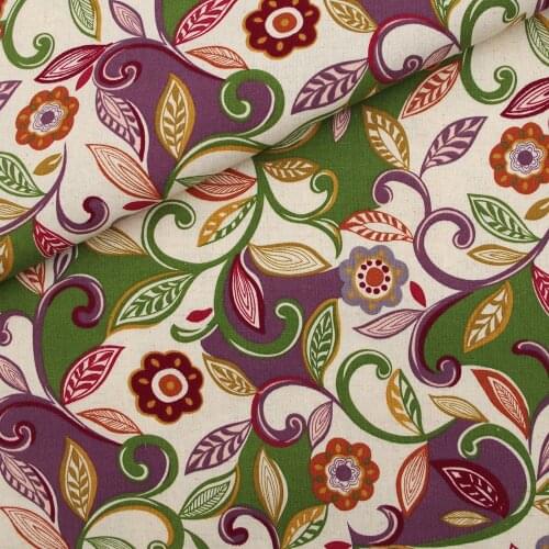 Cotton Linen Fabric for handmad, bed, bag, curtain Sewing - Leaf and Flower (LF021)