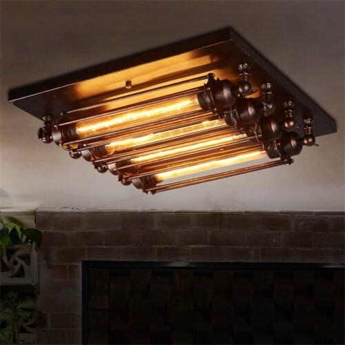 Loft industrial flute iron ceiling lights bedroom vintage retro nostalgic bar restaurant aisle dining room ceiling lamp fixtures