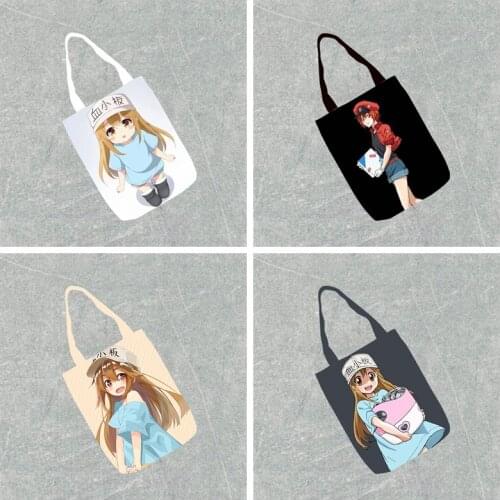 IVYYE 1PCS Cells At Work Fashion Anime Canvas Shoulder Bags Casual Shopping Bag Tote Handbag Travel Lady Girls New