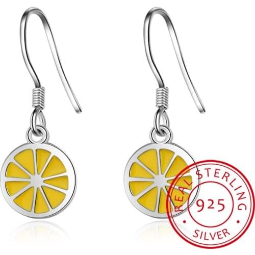 Exquisite Lemon Drop Earrings Food Long Tassel Ear Chain Fine Jewelry 925 Sterling Silver Earrings For Women Hot Sale