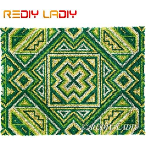Latch Hook Rug Geometric Pattern O Plush Wall Tapestry Kits DIY Carpet Rug Chunky Yarn Arts Crochet Floor Mat Home Decor 81*61cm