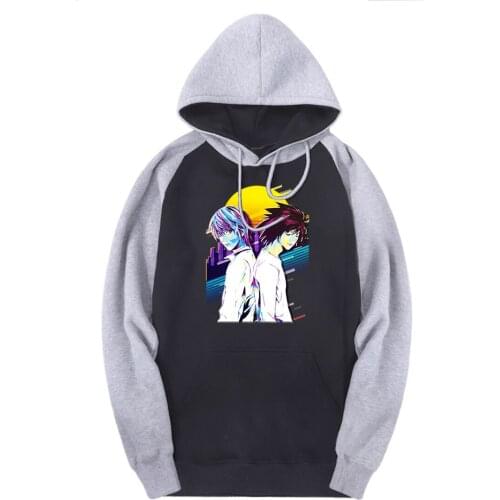Death Note Long Sleeve Mans Raglan Sweatshirts Hooded Casual Warm Pullovers Autumn Streetwear Hoodies Male Moleton Masculino