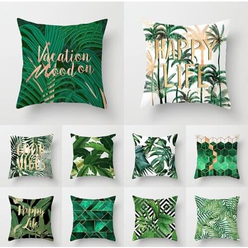 Green Plant Pillow Cover Car Seat Throw Pillows for Living Room Sofa Soft Lumbar Pillow Case Back Cushion Cover Home Decor Hogar