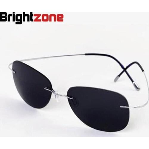 New Arrival Free Shipping Luxury Ultra-light Flexible Pure Titanium Rimless Unisex Gray Polarized Sunglasses Eyeglasses Eyewear