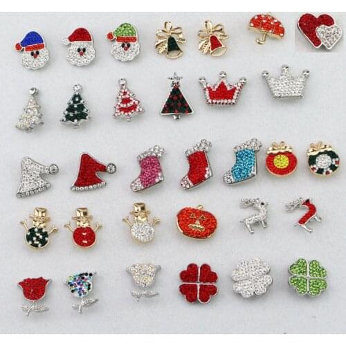 Factory wholesale 100pcs/lot mix many styles colors Christmas snap button rhinestone metal diy snaps high quality Xmas gifts