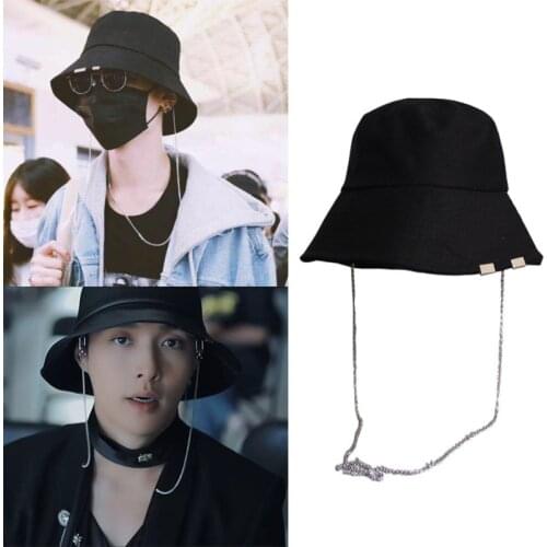 Bucket-Hats Hip Hop Chain Sunscreen Men Women Panama Hat Cotton Fashion Anti-sun Block Sun Visor Fisherman Cat