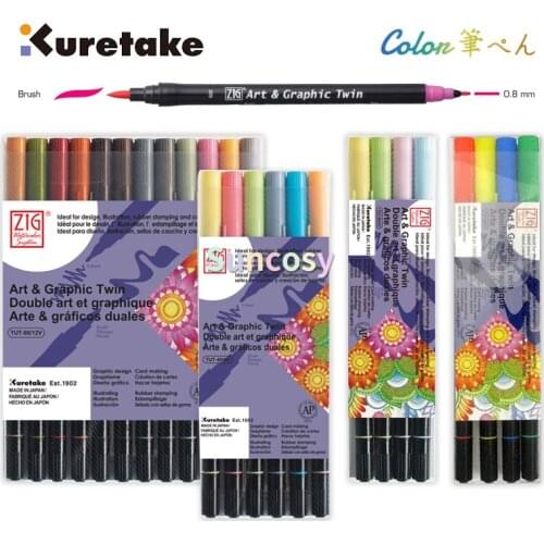 ZIG Kuretake Art & Graphic Twin Brush Pens Twin Tip Water-based Dye Japan Import,TUT-80 Pastel Colors,Art supplies