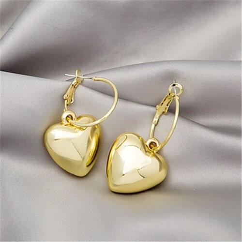 Heart-shaped crystal pendant earrings sweet and simple design luxury new gold color ladies earrings fashion party jewelry gifts