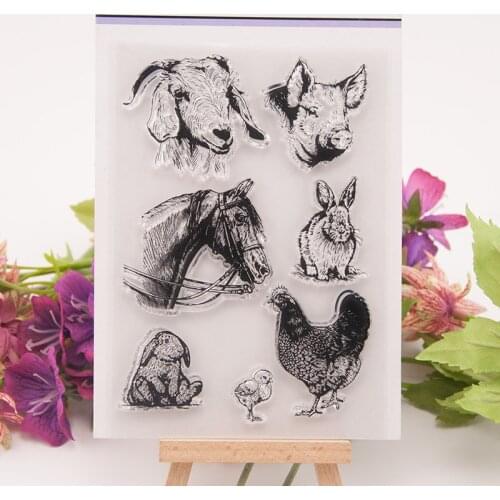 Sheep Pig Horse Rabbit Chicken Clear Silicone Stamp Seal for DIY Scrapbooking / Album Decorative Clear Stamp Sheets