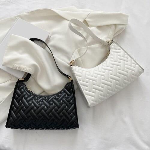 Womens Bag Fashion Women PU Leather Woven Shoulder Underarm Bag Casual Ladies Pure Color Small Tote Handbags Bolsa Feminina