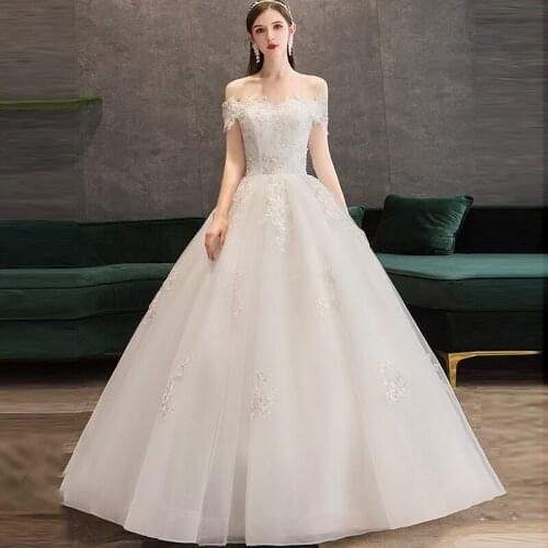 Wedding Dresses Illusion Boat Neck Short Tulle Sequined Embroidery Backless Off The Shoulder Luxury White Women Bridal Gown G517