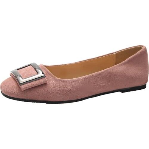 Flat shoes female round head spring and autumn new Korean version of the scoop shoes large size soft bottom womens shoes