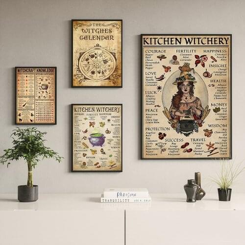 Kitchen Witchery Funny Vintage Wall Art Canvas Painting Nordic Posters and Prints Wall Pictures for Living Home Decoration