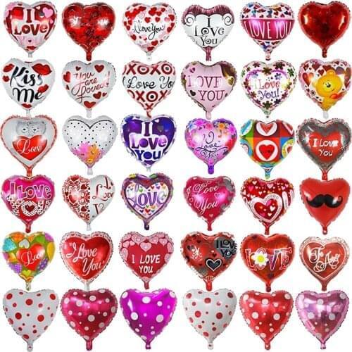 10Pcs 18inch Red Heart Balloons Wedding Party Valentines Days I Love You Aluminium Foil Helium Globos Wedding Decoration Gift