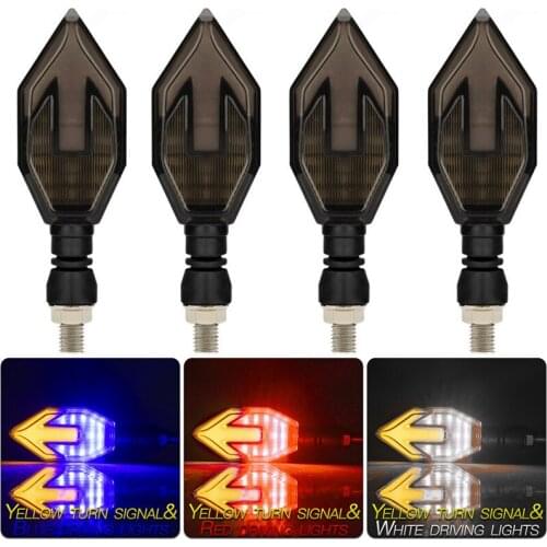 2/4Pcs 12V Motorcycle LED Turn Signal Indicator 2 IN 1 Turn Signals Light DRL Flowing Lamps Bright Light for Honda Yamha Suzuki