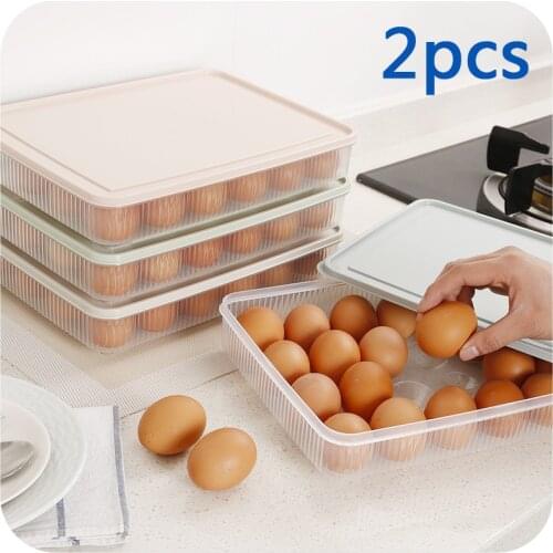 2pcs 24 Grid Egg Box Organizer Kitchen Case Refrigerator Storage Box Crisper Fridge Container Storage Box Plastic Box Organizer