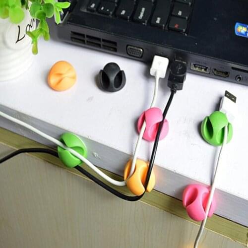 2500pcs Attractive Cable Clip Desk Tidy Wire Drop Lead USB Charger Cord Holder Organizer Holder Line Accessories JF