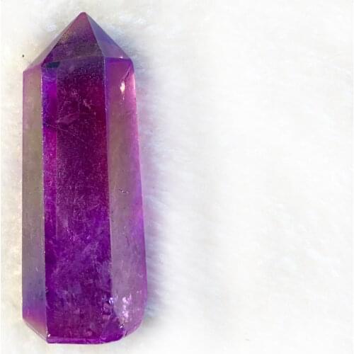 5-6cm Natural Angel Aura Titanium Coated Clear Quartz Tower Electroplated Crystal Wand Point Healing Crystal Stone Home Decora