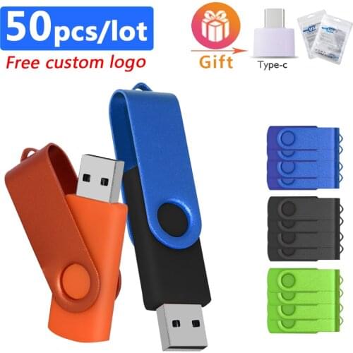 50pcs/lot Custom Logo Pendrive USB 2.0 64GB 32GB 16GB 8GB 4GB Metal Flash Drive pen drive Usb Memory Stick for Photography Gift