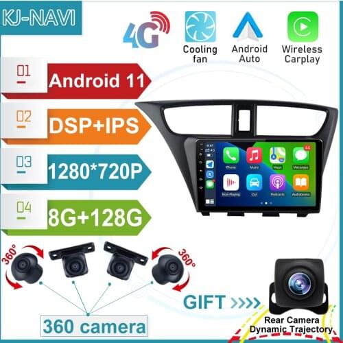 6+128GB Multimedia CARPLAY DVD Android 11 For Honda CIVIC Hatchback 2012-2017 Car Radio Video Stereo Player GPS Navigation