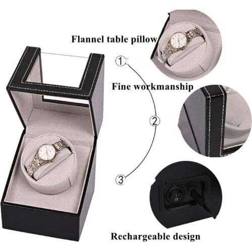 1-0 Grid PU Watch Winder Automatic Rotating Watch Box with EU/US/UK/AU Plug