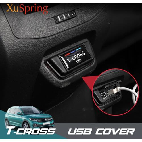 Car Rear Console Center USB Equip Charging Port Protective Cover Dust-proof Frame for Volkswagen VW T-cross Tcross 2019 2020