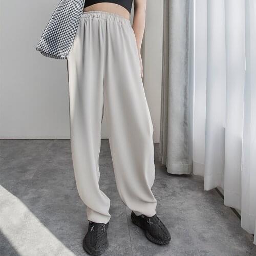 New Arrival Fashion Spring Long Pants Women Comfortable Casual Elastic Waist Simple Black High Waist Wild Loose Dancing Pants