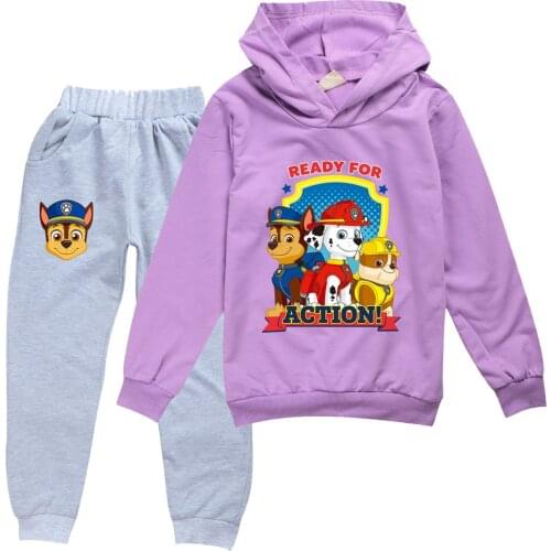 Paw Patrol Childrens Hoodie Set Spring Cotton Clothing Long Sleeve Hoodie And Trousers 2-Piece Set Printed Sports Suit 2-16Y