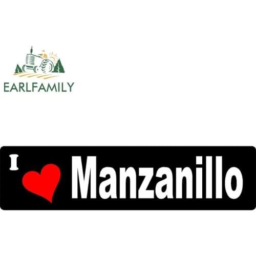 EARLFAMILY 13cm x 3.25cm I Love Manzanillo (Mexico) Car Bumper Stickers Vacation Travel Waterproof Decals Reflective Car Styling