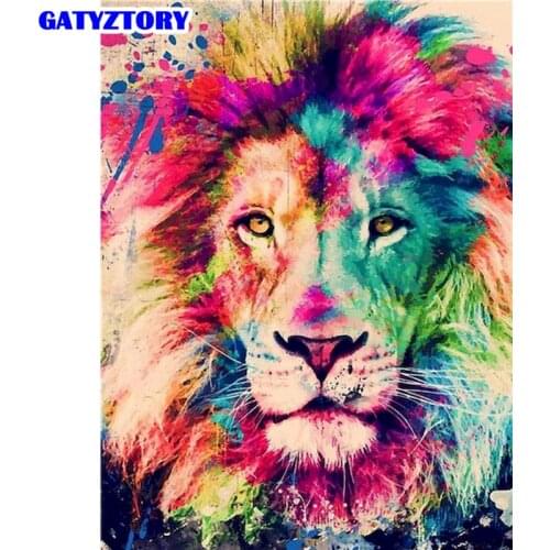 GATYZTORY Paint By Numbers For Adults Animal Lion Pictures By Numbers Diy Oil Painting By Numbers 40x50cm Home Decor
