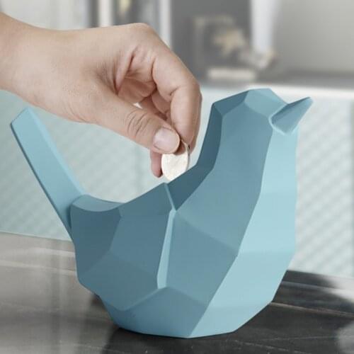 Geometric bird money box resin piggy bank Figurine craft for home decoration Cute gift toy for child kid piggy banks Bird