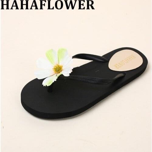 HAHAFLOWER Fashion Designer Sweet Sandals 2017 New Women Summer Daisy Flower Slippers Beach Flip Flops Flat Shoes