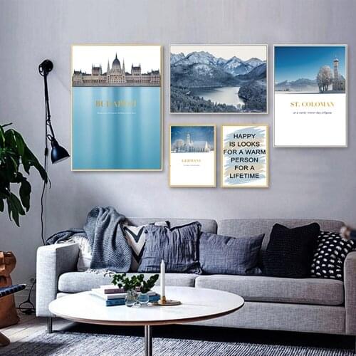 HD Printed Nordic Castle Seascape Pictures For Home Design Home Boys Room Home Decor